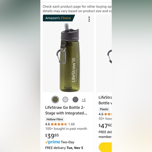 LifeStraw water bottle. Great gift for a hiker/camper/scout or prepper. New - Picture 2 of 4